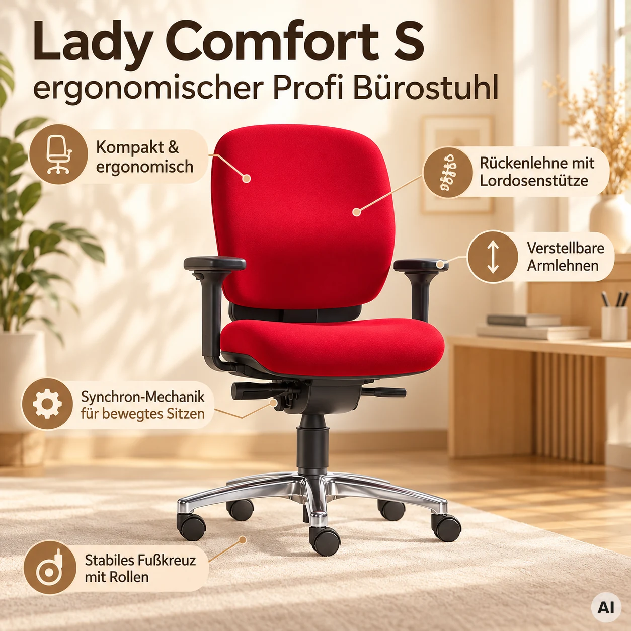 Lady Comfort S - Ergonomischer Profi Bürostuhl